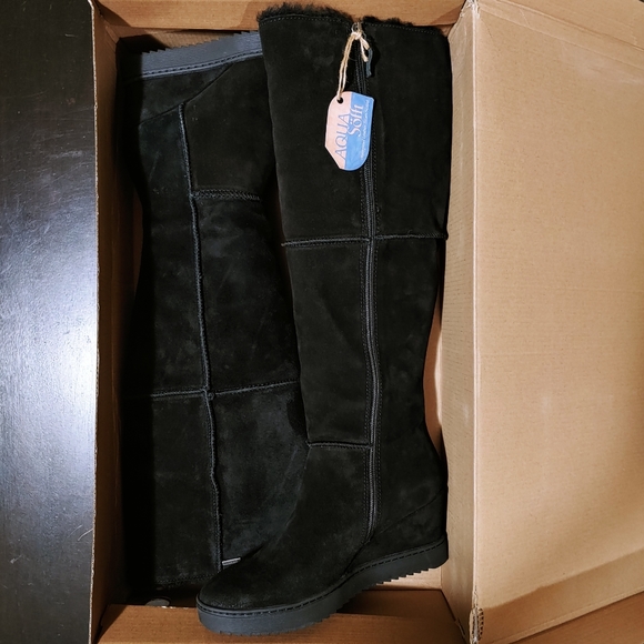 Sofft Waterproof Suede Shearling Tall Boots Comfy Wedge Heel Snow Winter Boots 7 - Picture 7 of 16